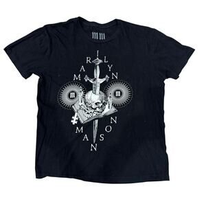 Marilyn Manson 2024 Tour T-Shirt Large Double Sided Concert Dates Black Official